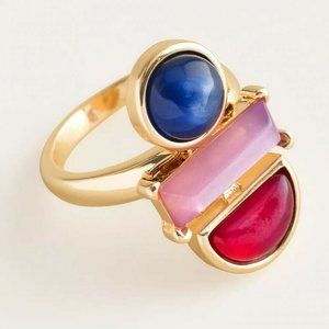 Chico's Geometric Multi Stone Red, Blue and Pink Statement Ring